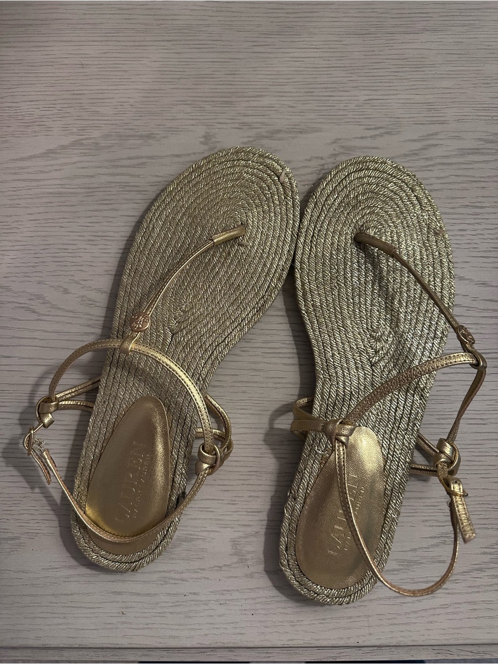 Ralph Lauren Metallic Gold Strappy Flat Sandals